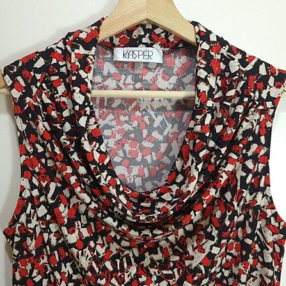 NWOT Kasper NY Abstract Drape Neck Art Top - Picture 5 of 11